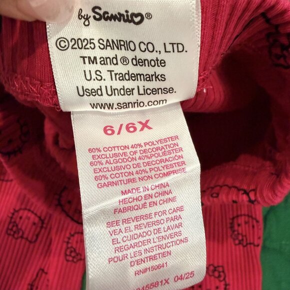 Hello Kitty Girls 6 6X Dark Pink Maroon Ribbed Pants - Picture 4 of 4
